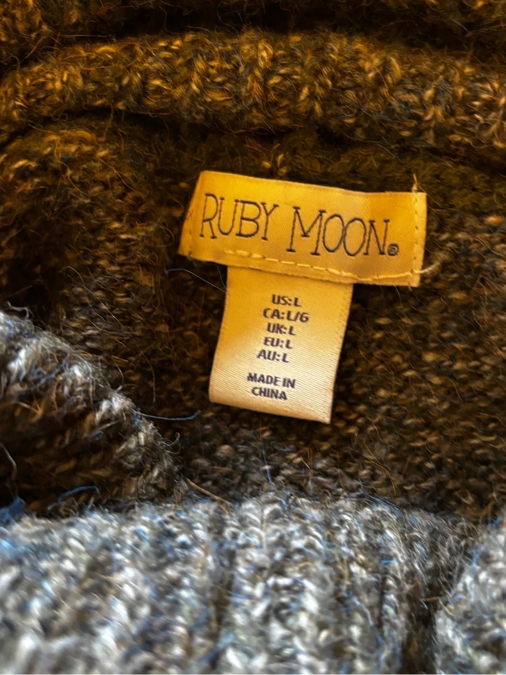 Ruby Moon Moss Green Cowl Neck Knit Sweater. Size L